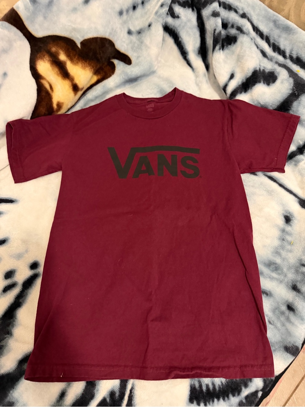 Vans Short Sleeve Burgundy Tee with Black Logo
